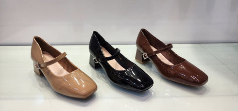 Women Fashion Buckle Strap Square Toe Shoes